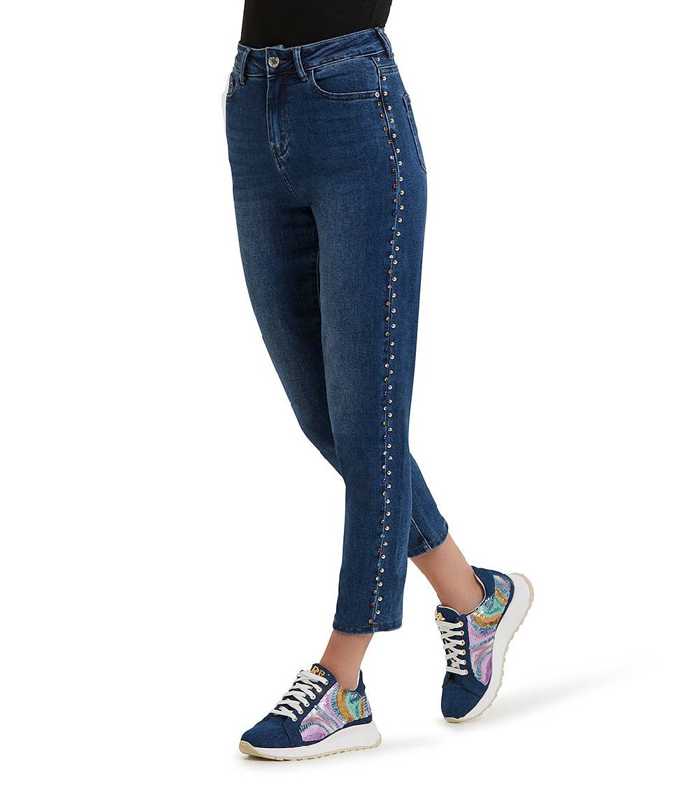 Loriblu Jeans a gamba dritta con cristalli 2025