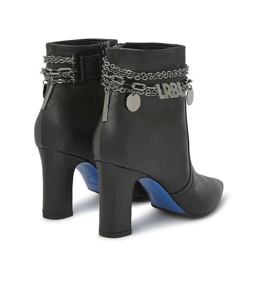 Loriblu Stivaletti in nappa nera con catenella argento Sottocosto
