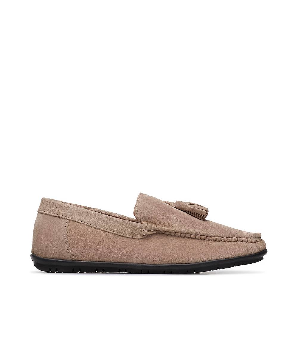 Loriblu Mocassino in camoscio camel con nappine In Vendita
