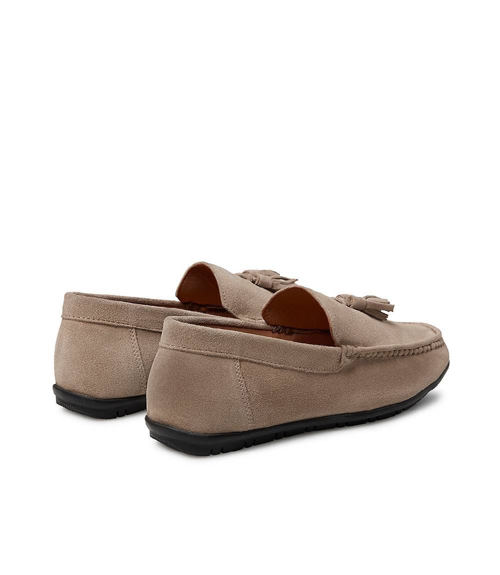 Loriblu Mocassino in camoscio camel con nappine In Vendita