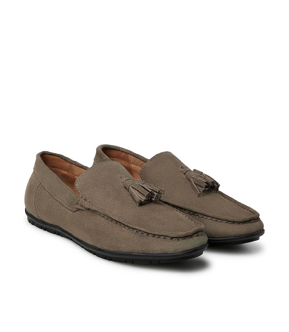 Loriblu Mocassino in camoscio taupe con nappine Saldi
