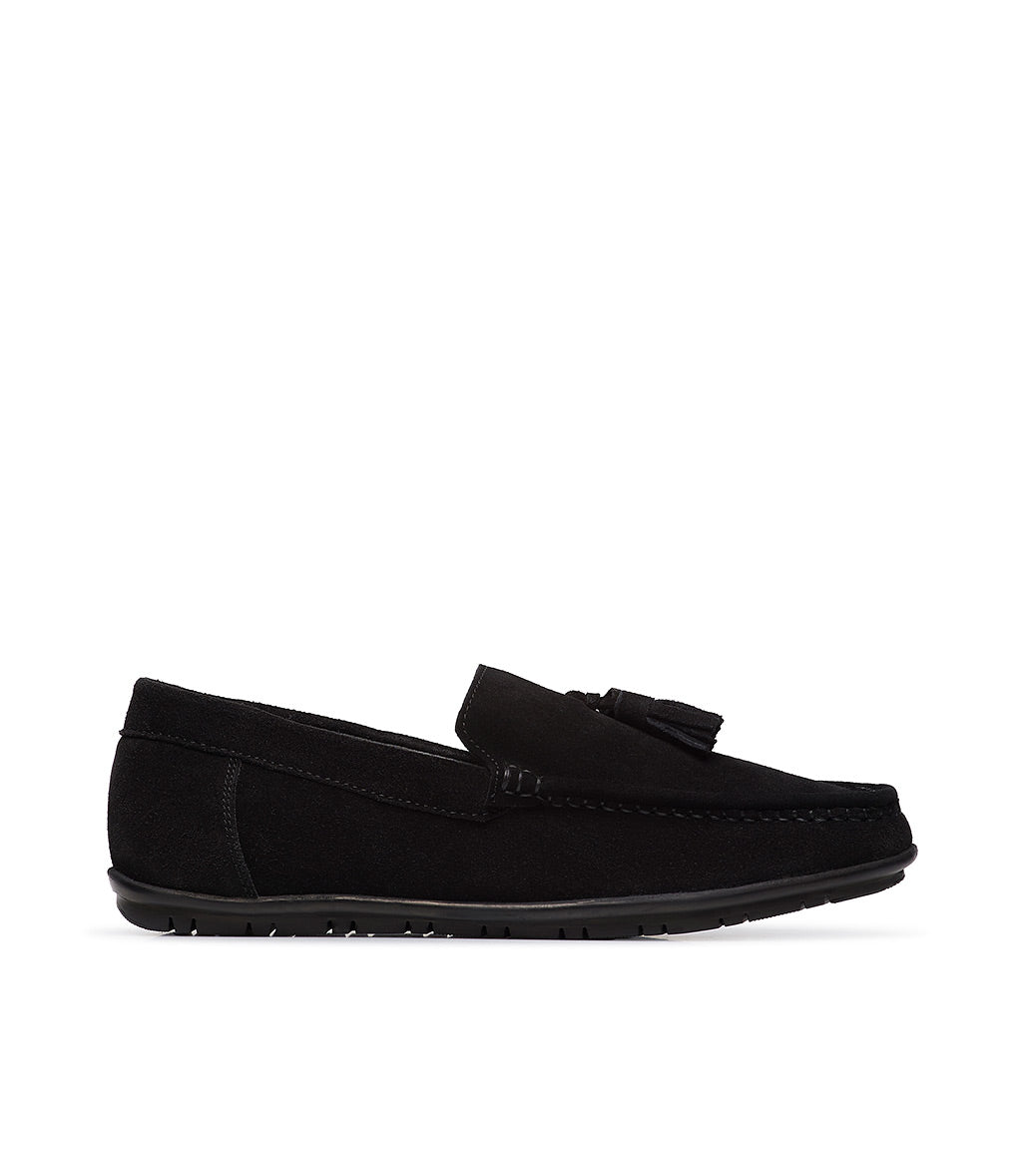 Loriblu Mocassino in camoscio nero con nappine Offerte