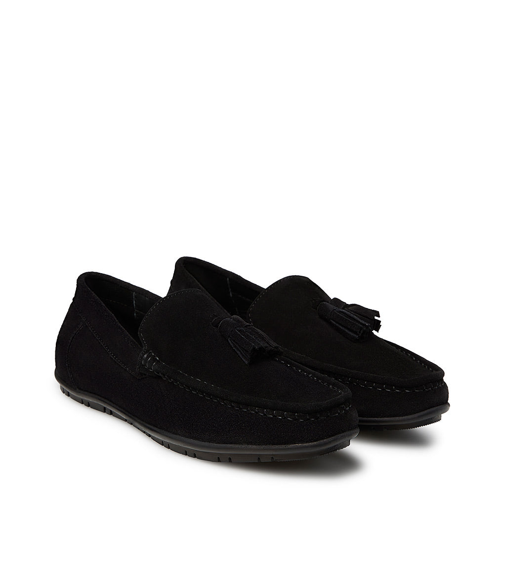 Loriblu Mocassino in camoscio nero con nappine Offerte