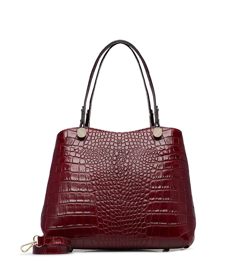 Loriblu Borsa tote bordeaux in pelle stampa cocco In Saldo