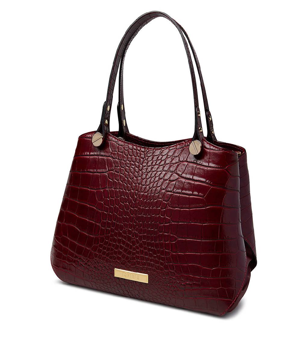 Loriblu Borsa tote bordeaux in pelle stampa cocco In Saldo