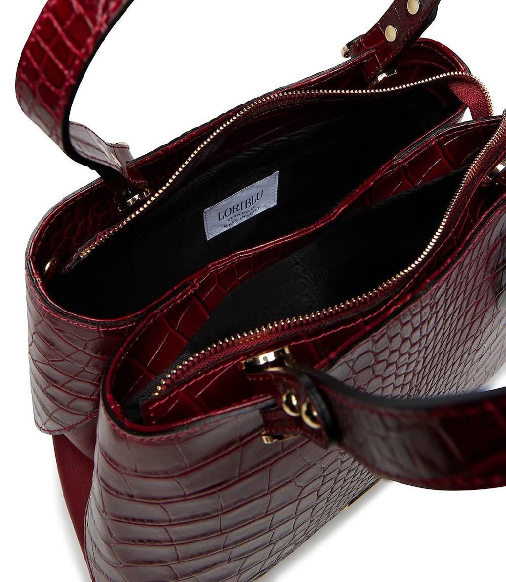 Loriblu Borsa tote bordeaux in pelle stampa cocco In Saldo