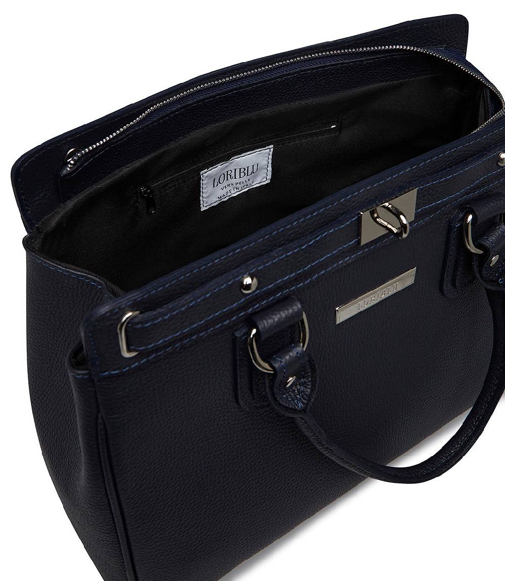 Loriblu Borsa tote in pelle testurizzata blu Nuova