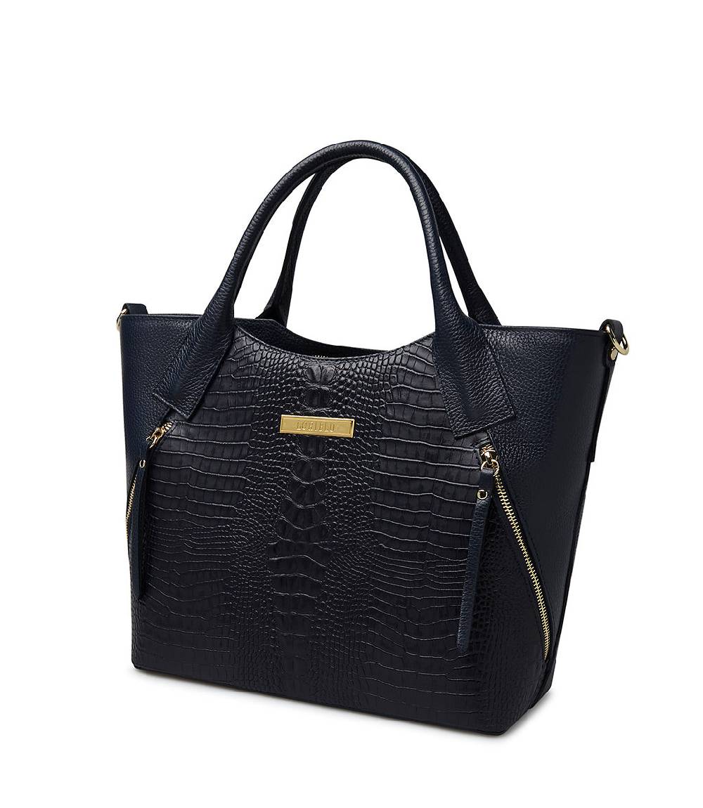 Loriblu Borsa tote blu notte in pelle stampata Italia