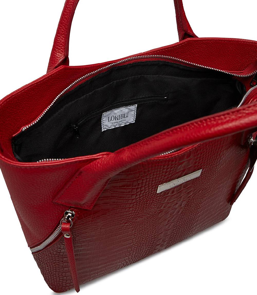 Loriblu Borsa tote bordeaux in pelle stampata 2025
