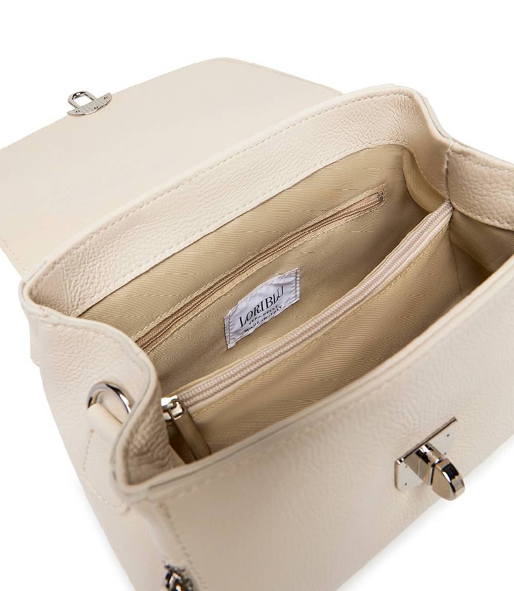 Loriblu Borsa a mano beige in pelle martellata Nuovo