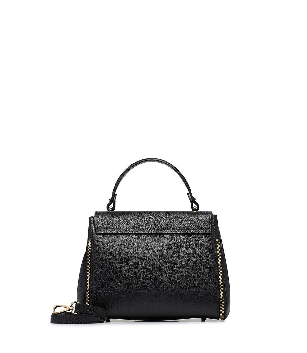 Loriblu Borsa a mano nera in pelle martellata Qualità