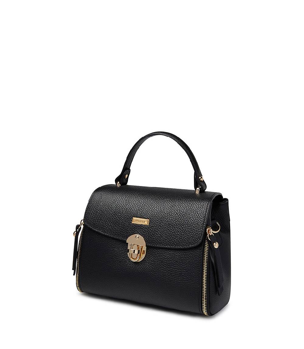 Loriblu Borsa a mano nera in pelle martellata Qualità
