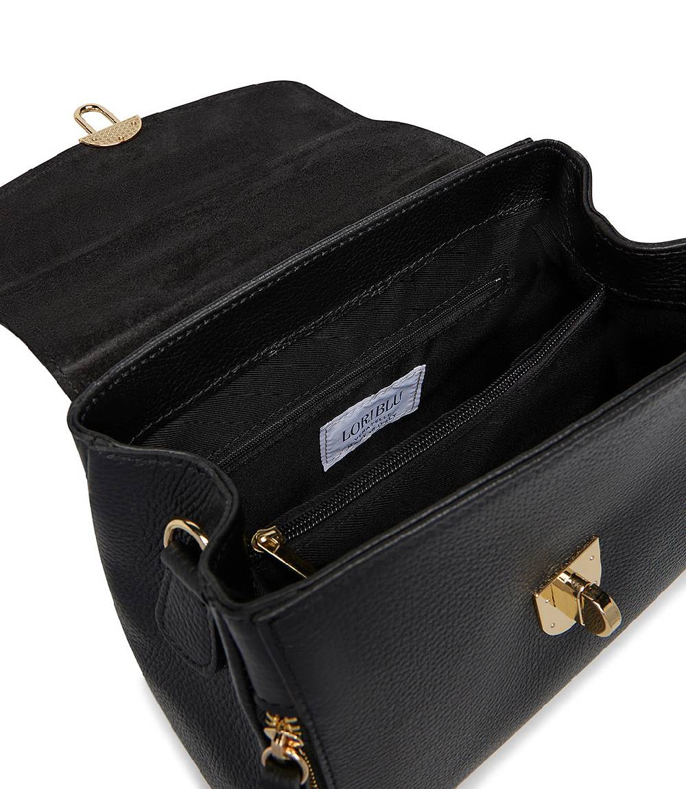 Loriblu Borsa a mano nera in pelle martellata Qualità