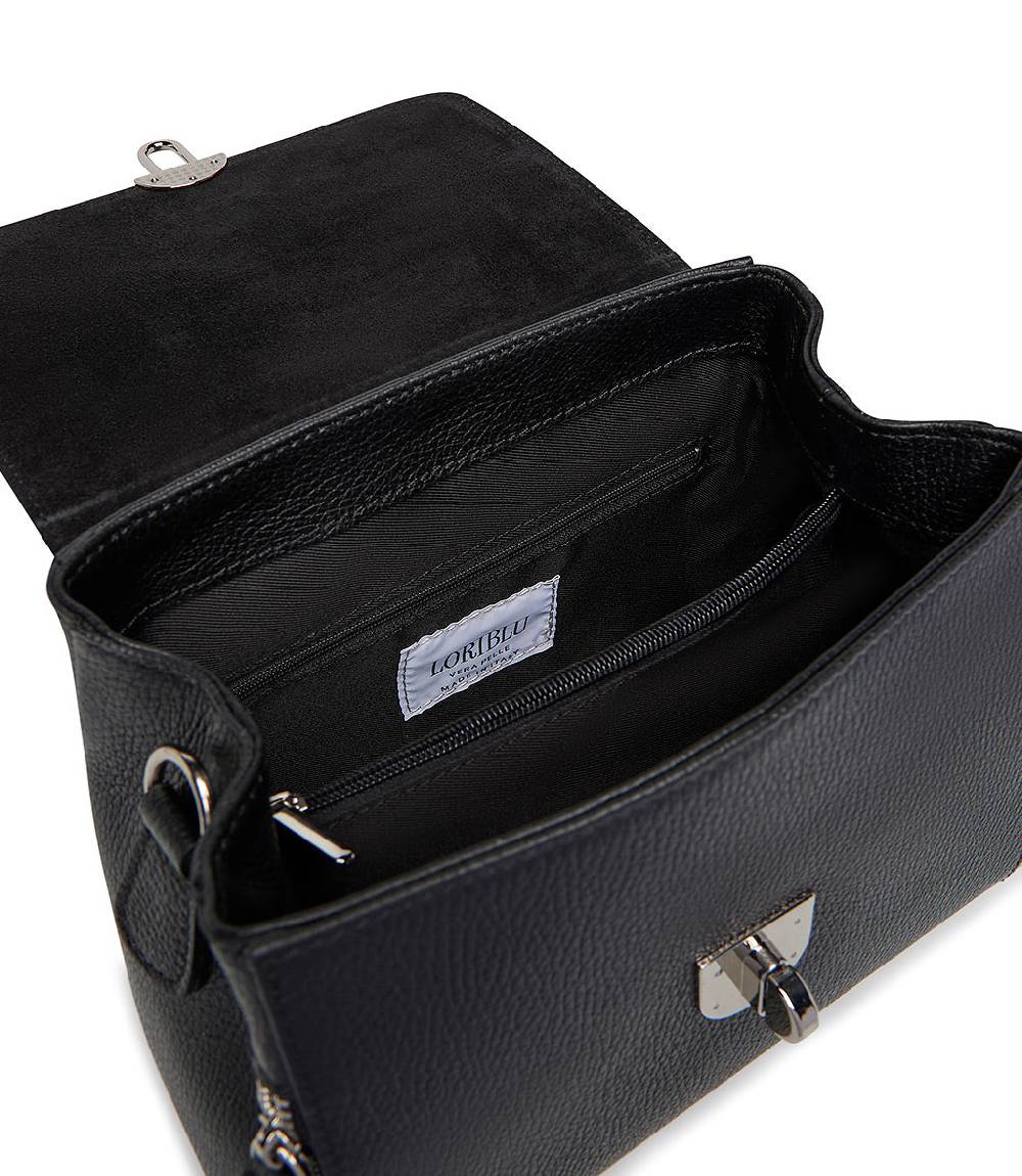 Loriblu Borsa a mano nera in pelle martellata Promozione