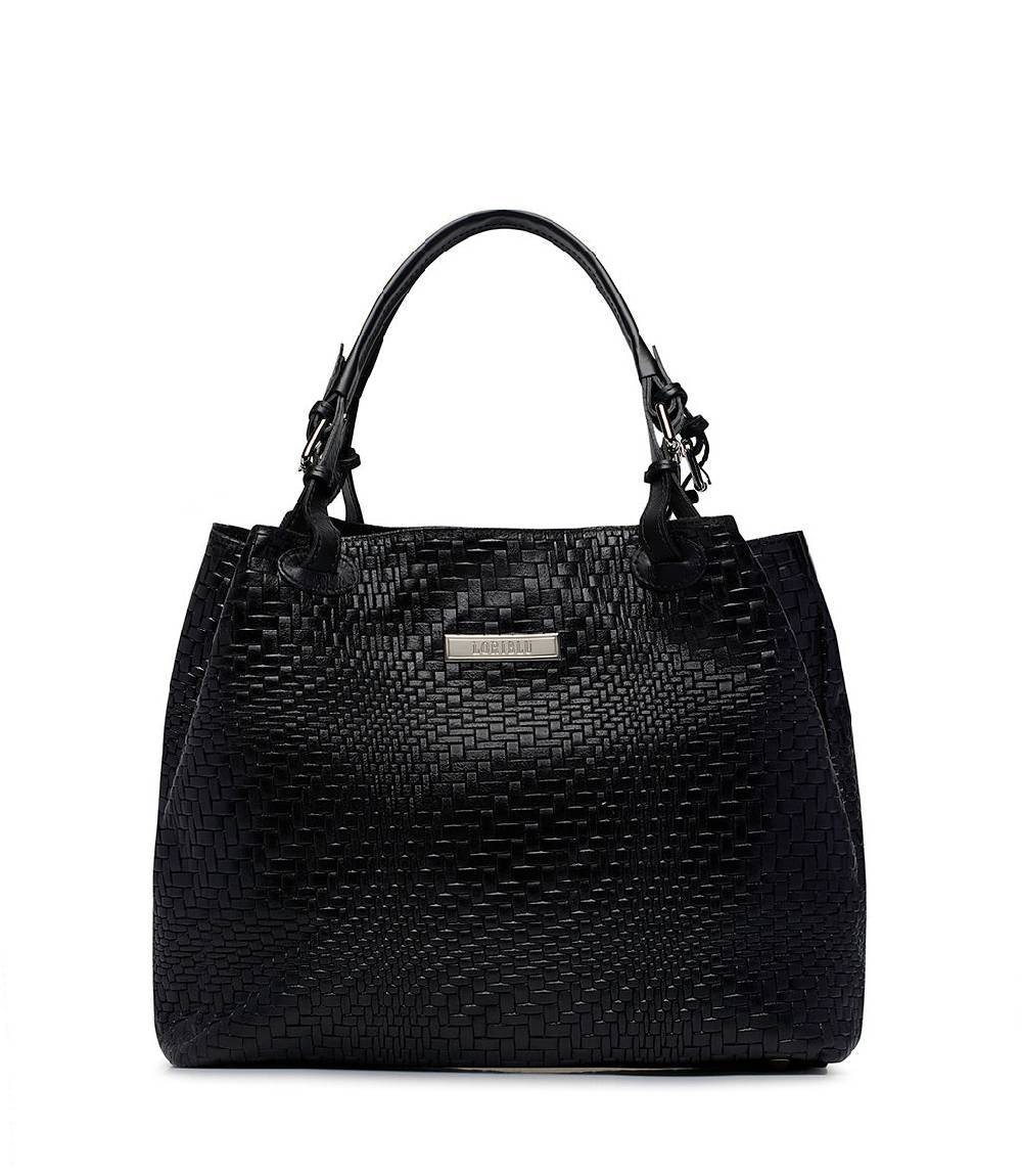 Loriblu Borsa tote in pelle intrecciata nera Spedizione Gratuita