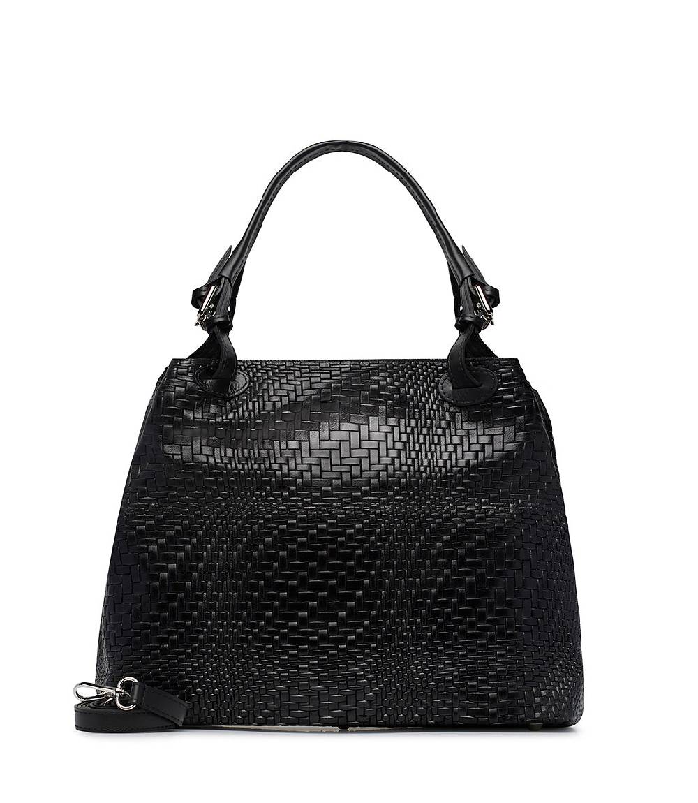 Loriblu Borsa tote in pelle intrecciata nera Spedizione Gratuita
