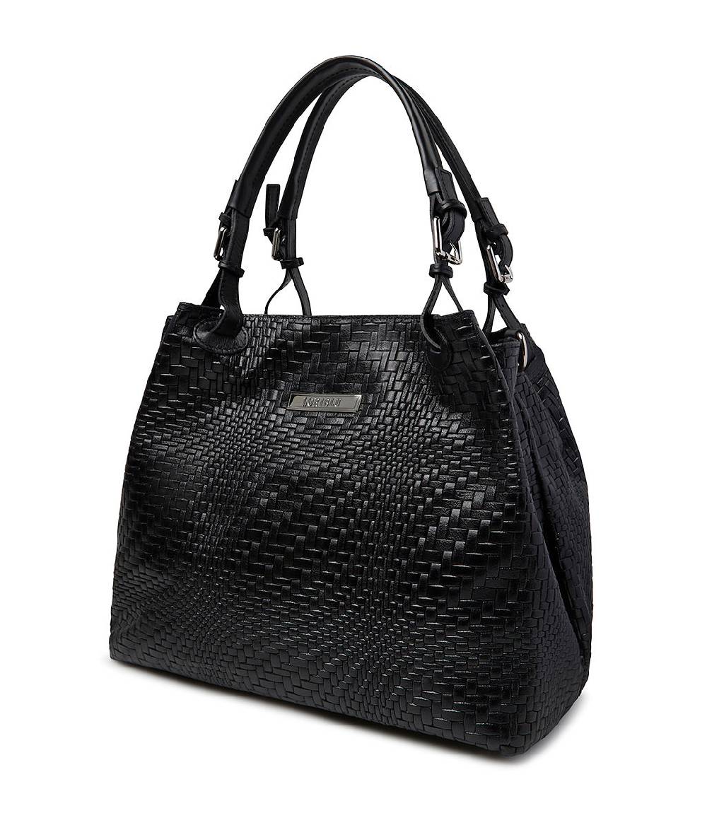 Loriblu Borsa tote in pelle intrecciata nera Spedizione Gratuita