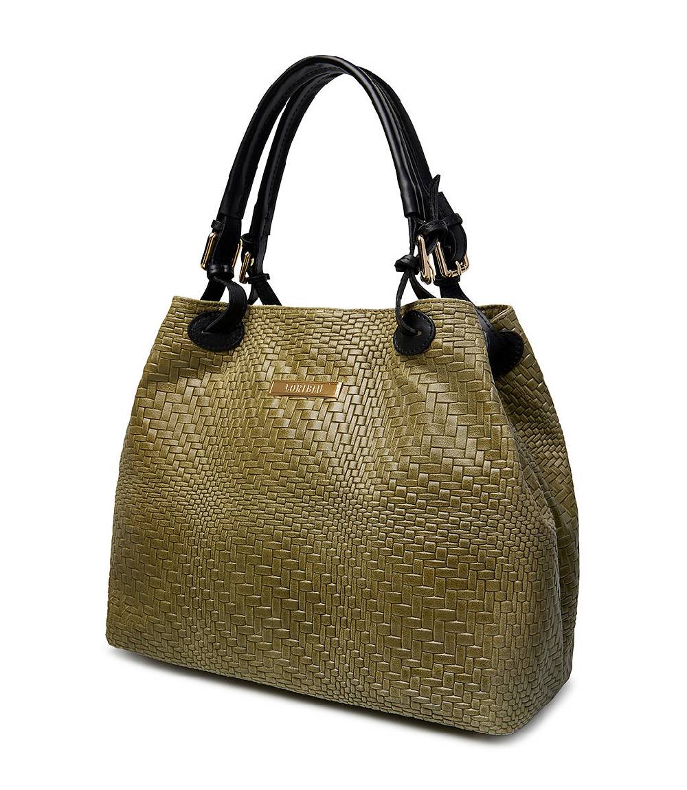 Loriblu Borsa tote in pelle intrecciata verdone Pezzi Unici