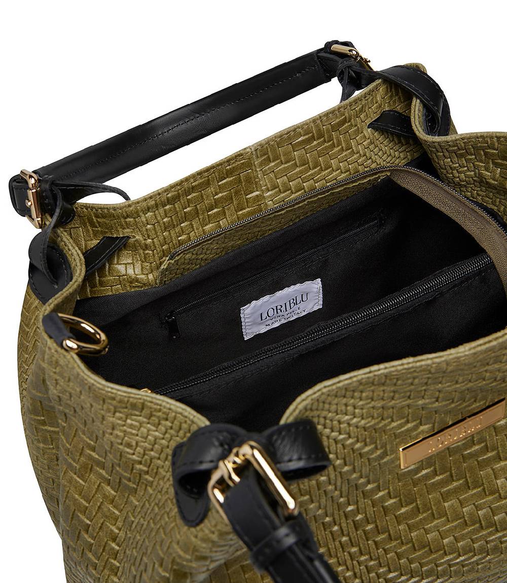 Loriblu Borsa tote in pelle intrecciata verdone Pezzi Unici