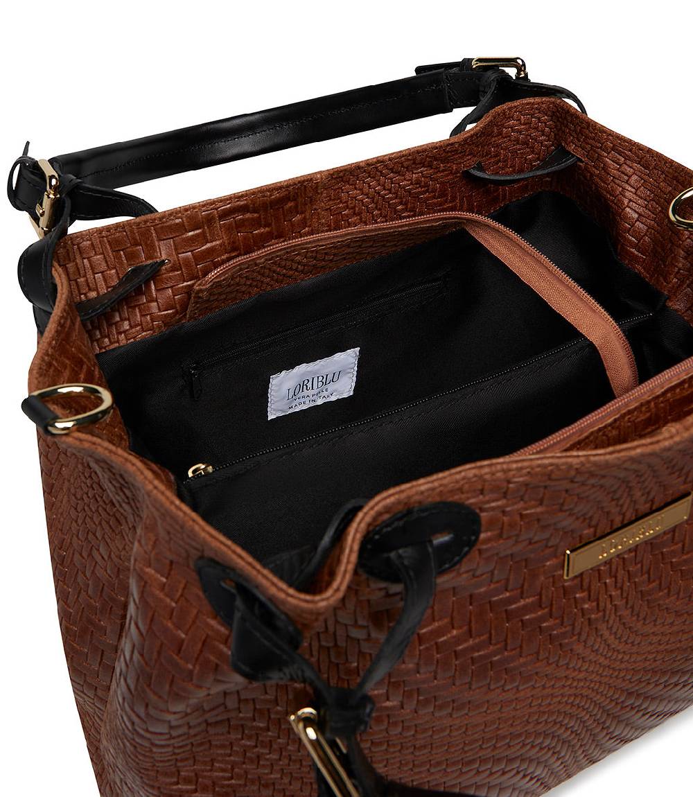 Loriblu Borsa tote in pelle intrecciata marrone Soddisfazione Garantita