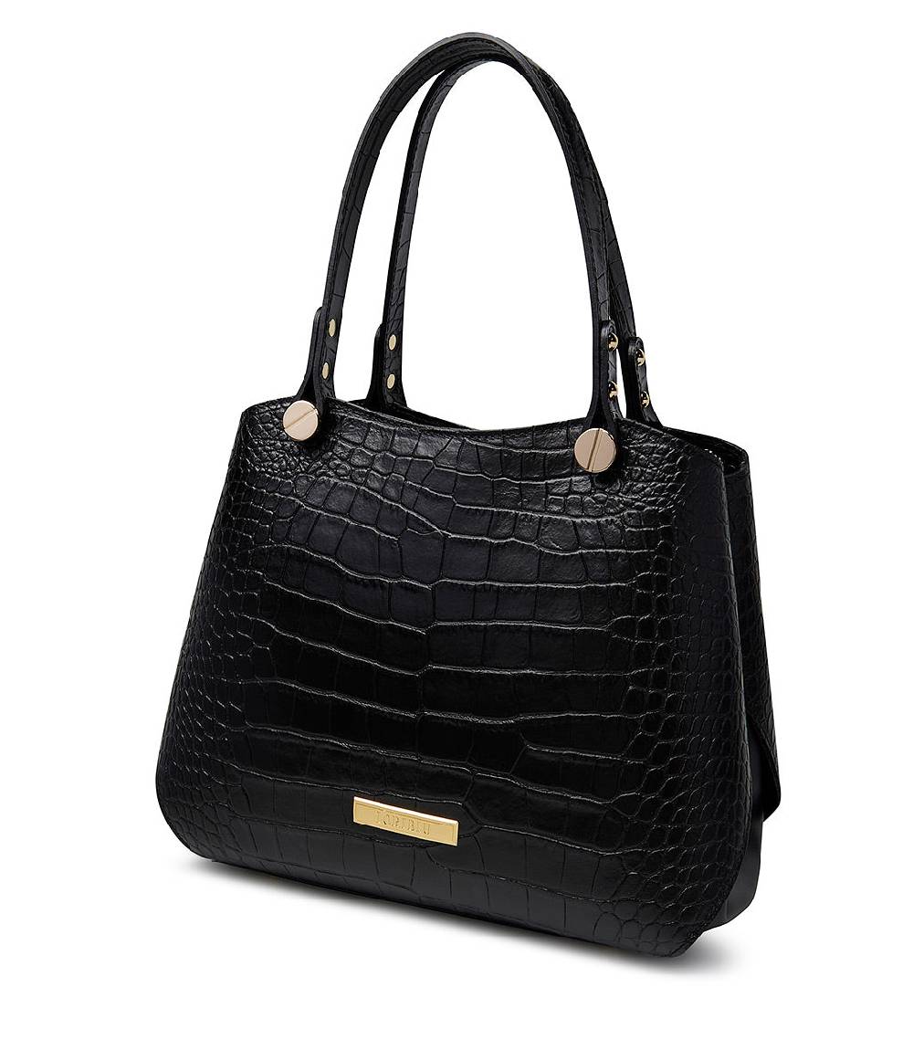 Loriblu Borsa nera in pelle stampa cocco Qualità Garantita