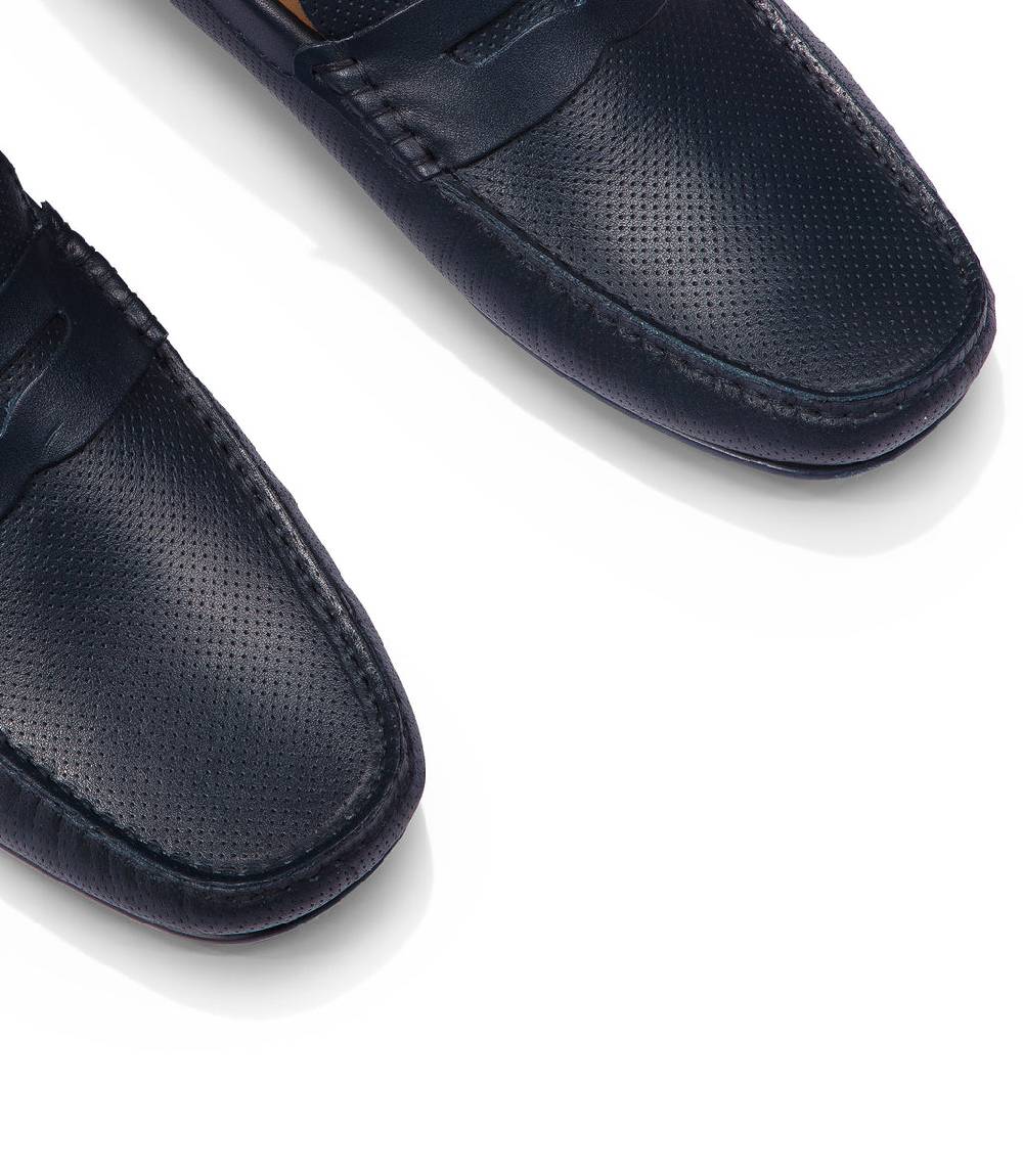 Loriblu Mocassini in nappa traforata blu scuro Prezzo Ridotto