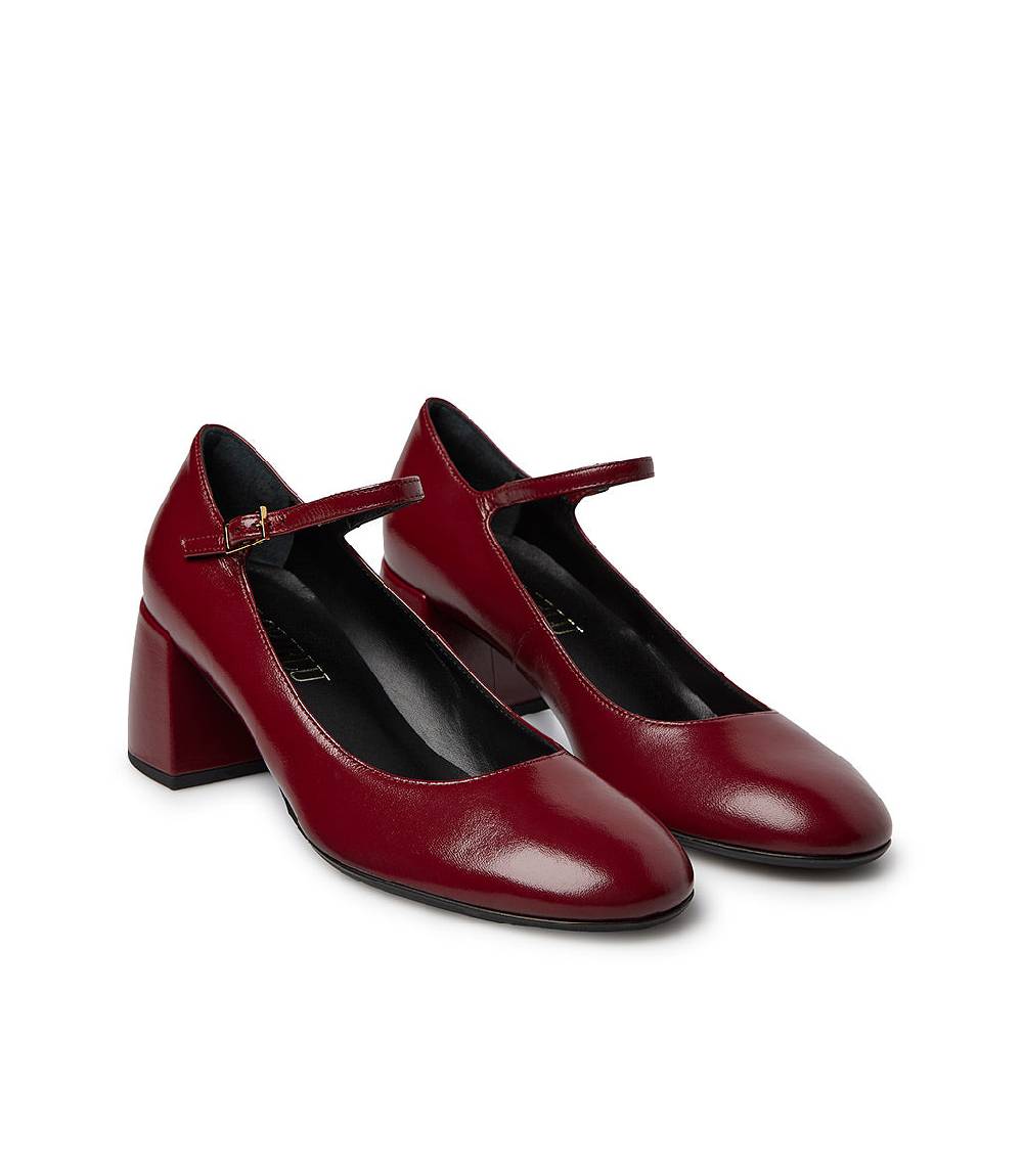 Loriblu Décolleté Mary Jane in pelle lucida bordeaux con cinturino In Vendita