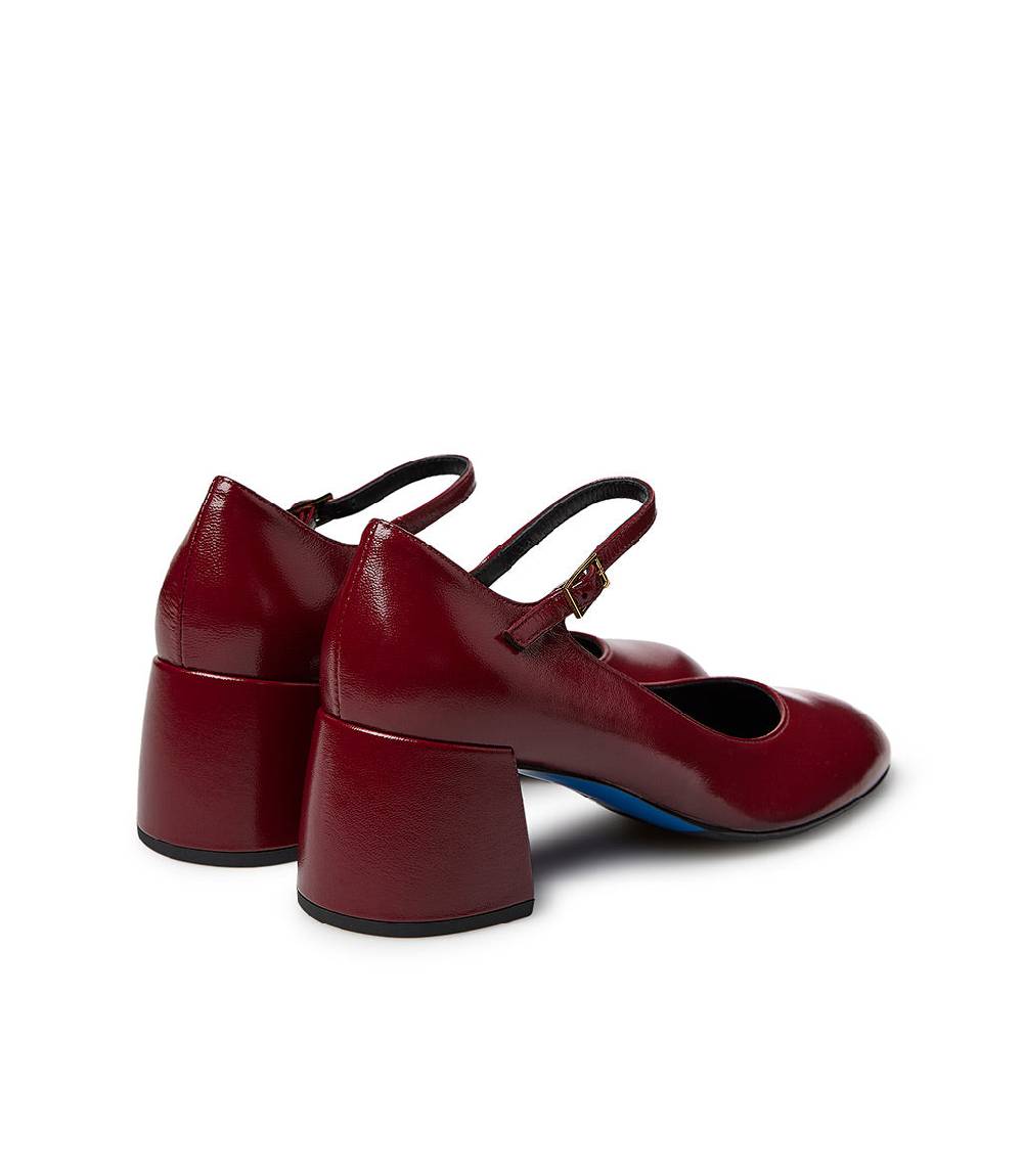 Loriblu Décolleté Mary Jane in pelle lucida bordeaux con cinturino In Vendita