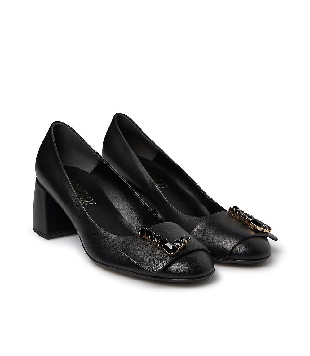Loriblu Décolleté nappa nero con Logo Signature cristalli Affare Del Giorno