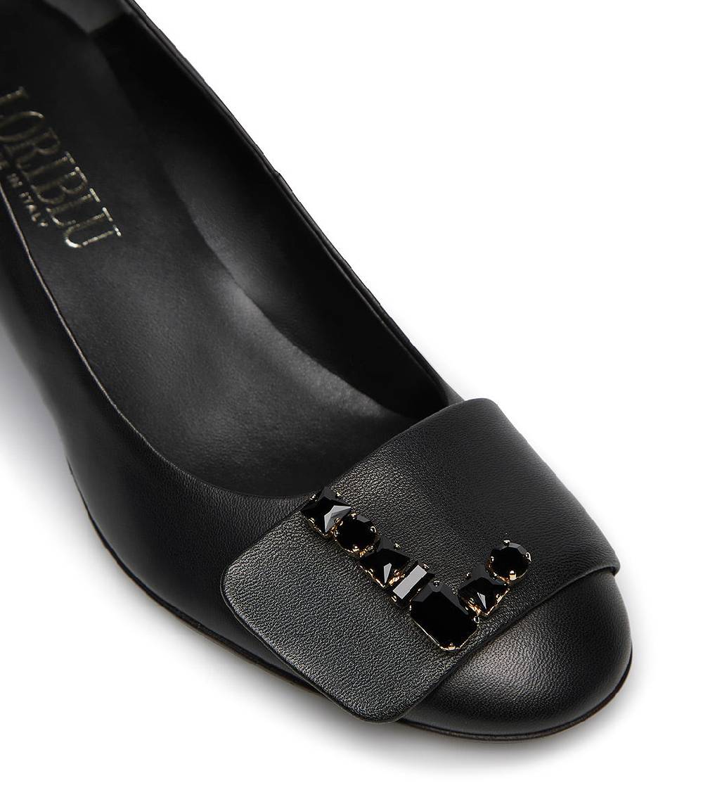 Loriblu Décolleté nappa nero con Logo Signature cristalli Affare Del Giorno