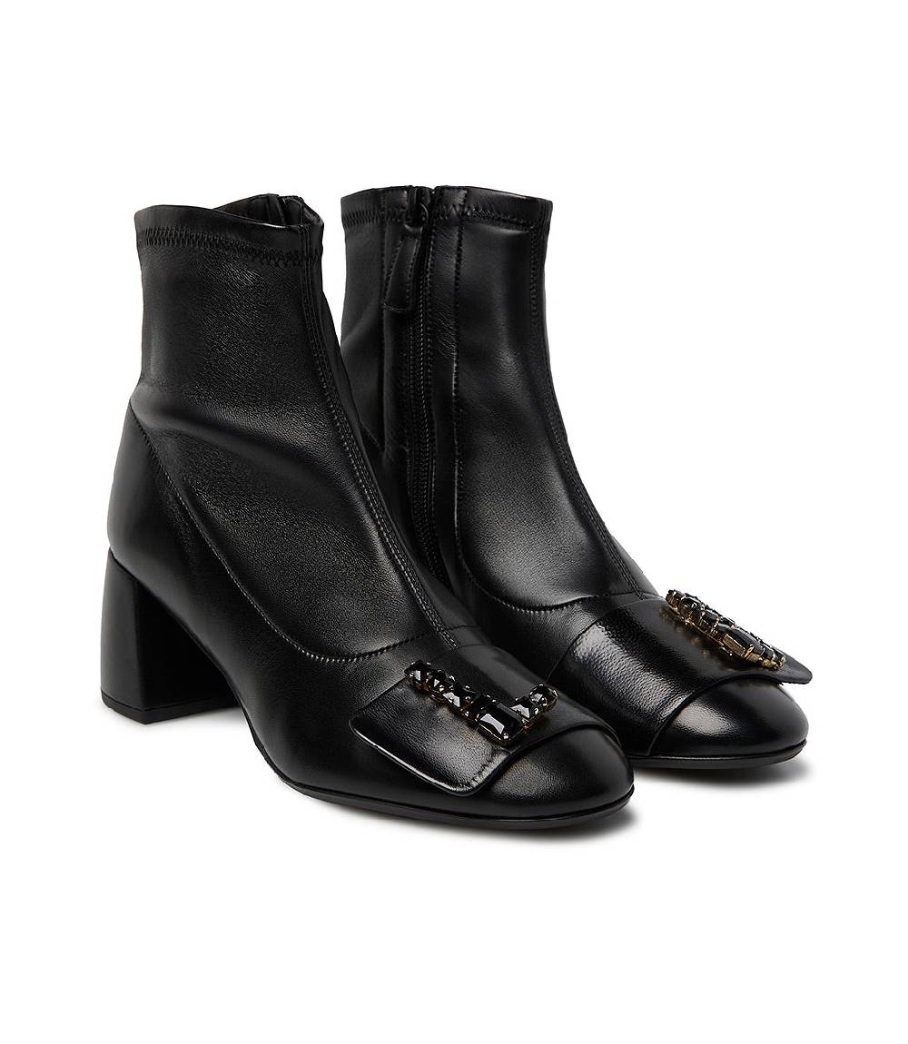 Loriblu Stivaletto in nappa nero con Logo Signature cristalli Vendite Flash