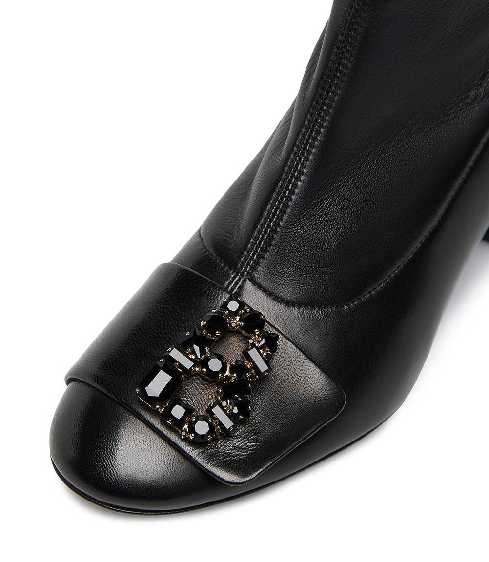 Loriblu Stivaletto in nappa nero con Logo Signature cristalli Vendite Flash