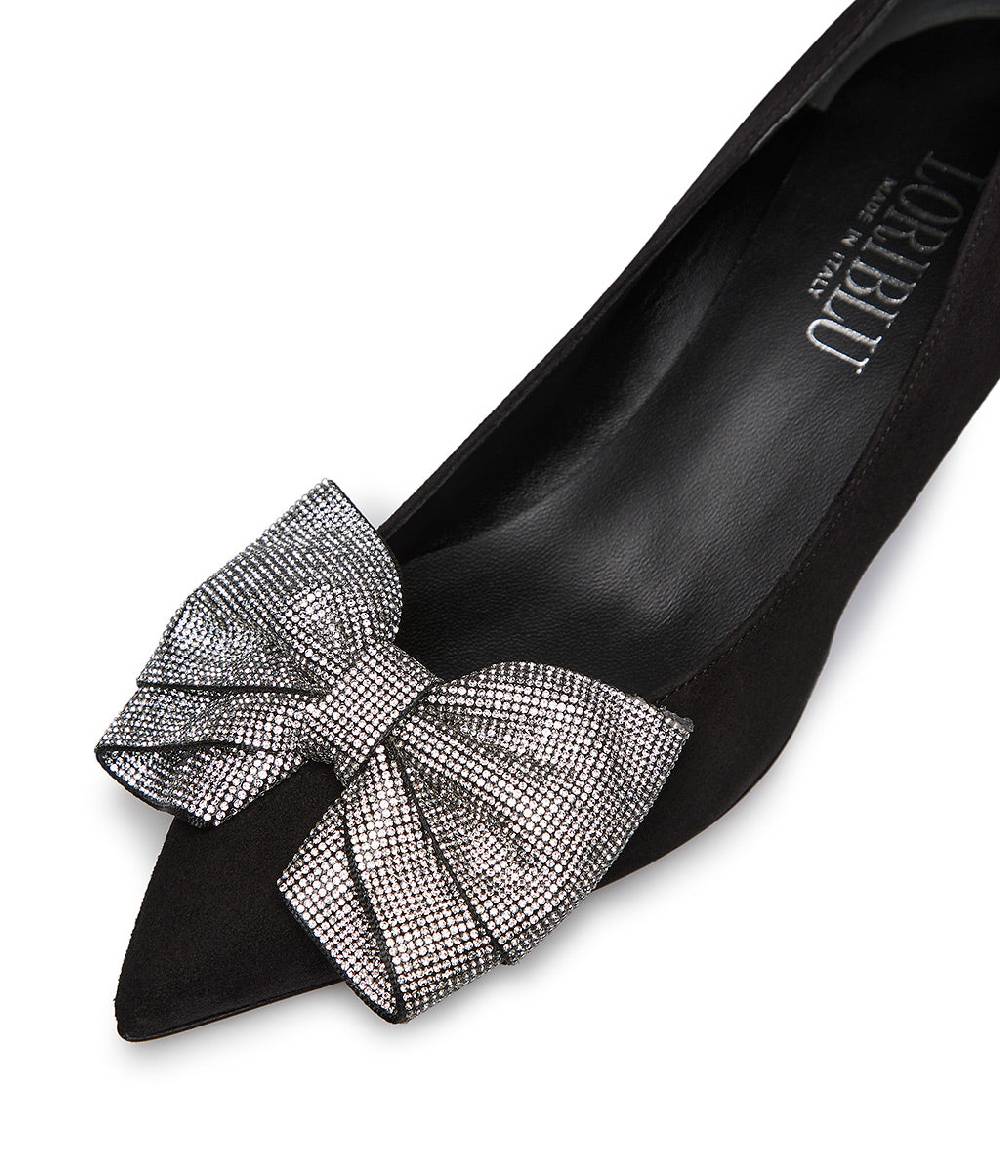 Loriblu Décolleté in camoscio nero con fiocco micro cristalli Negozio
