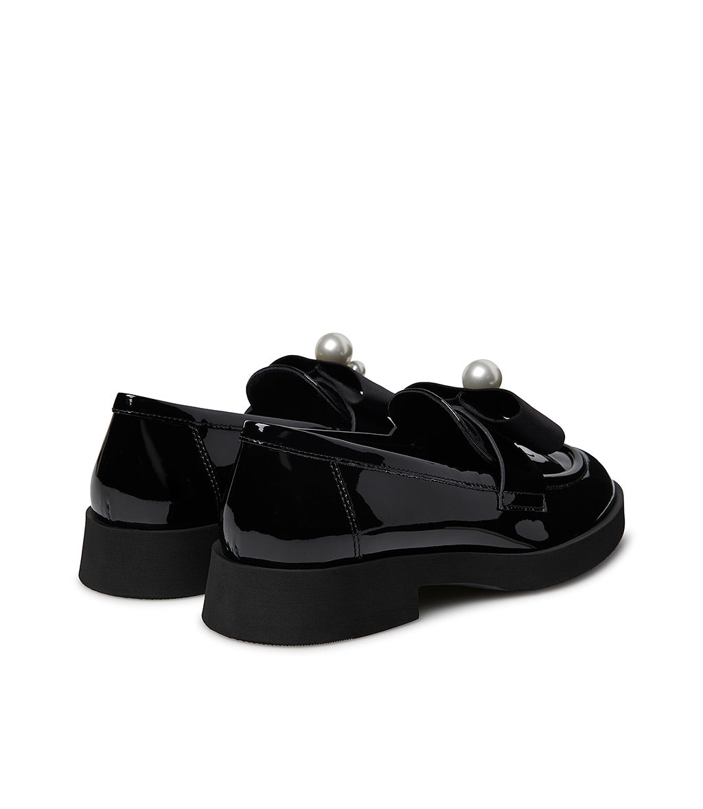 Loriblu Mocassino in vernice nera con gros-grain e perle Vendita