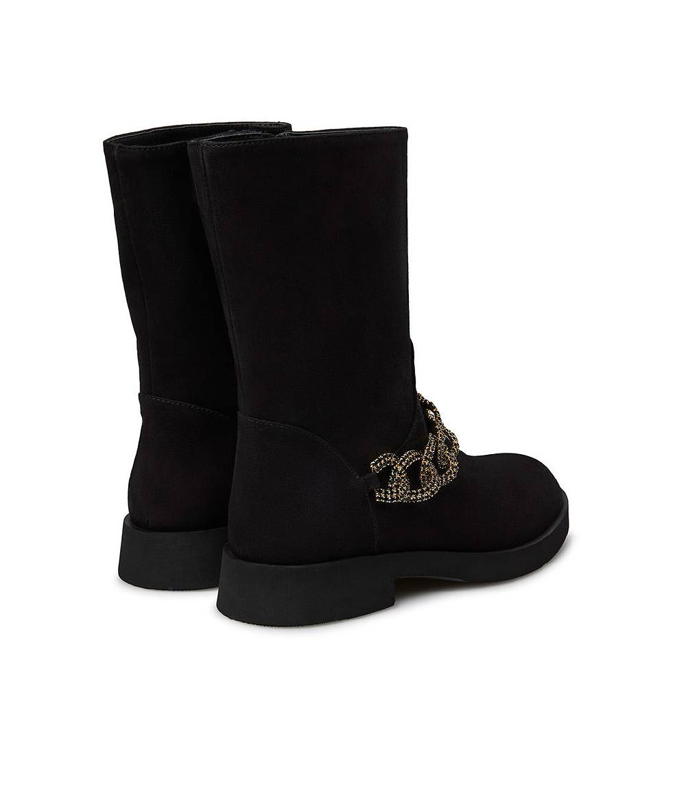Loriblu Stivaletto in camoscio nero con catena gioiello Promozione