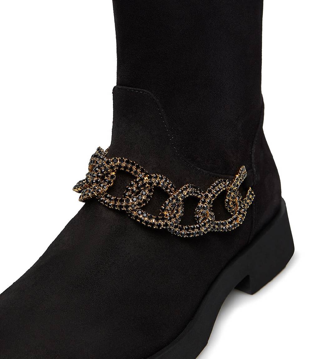 Loriblu Stivaletto in camoscio nero con catena gioiello Promozione