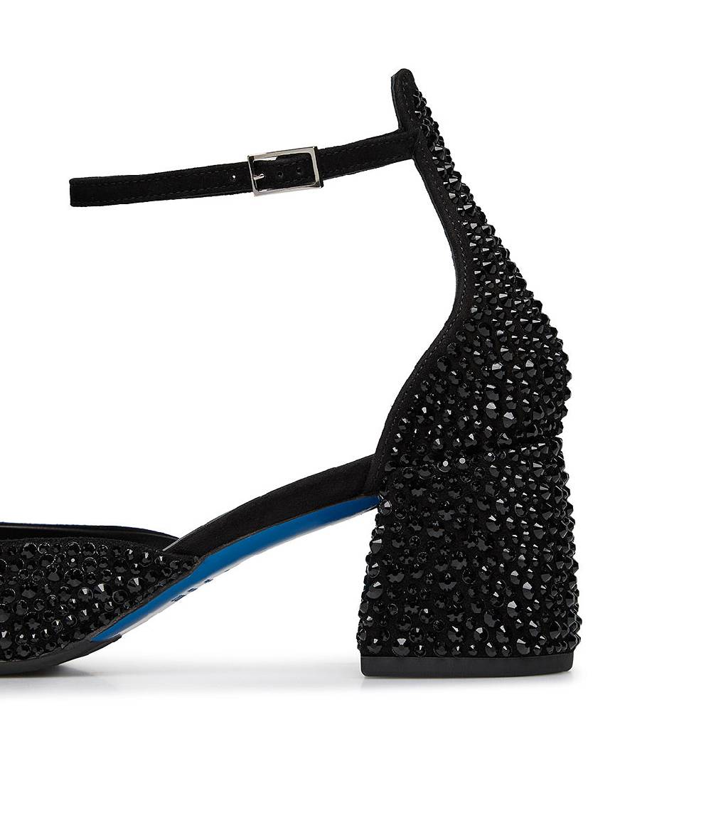 Loriblu Décolleté Mary Jane in camoscio nero con cristalli all-over Pezzi Unici