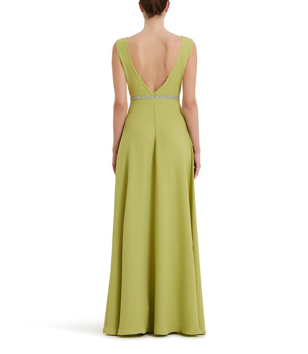 Loriblu Abito verde acido lungo con cristalli Presa