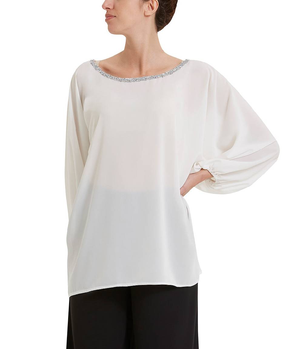 Loriblu Blusa georgette bianca Hotsell