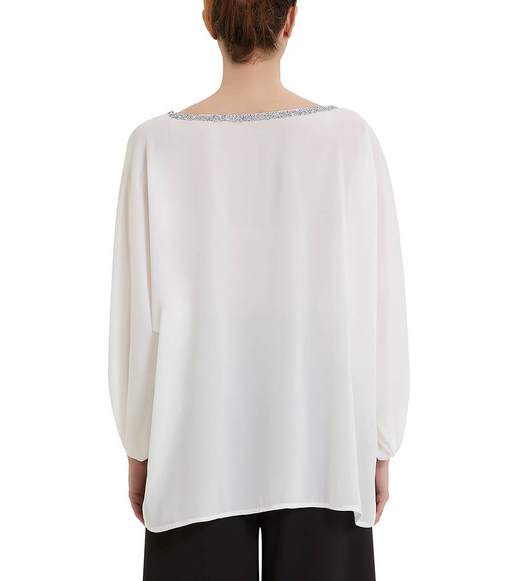 Loriblu Blusa georgette bianca Hotsell