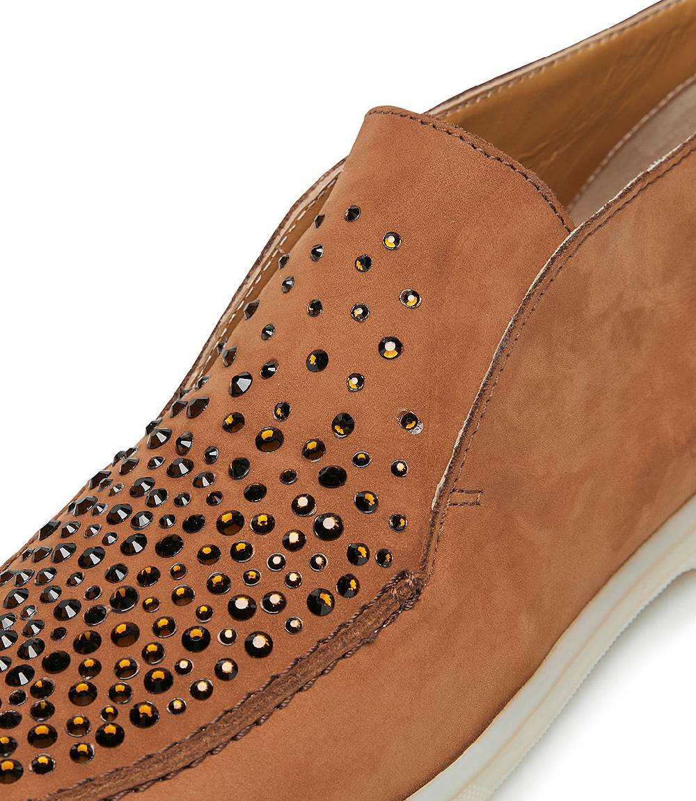 Loriblu Mocassini in nabuk ruggine con cristalli Moda