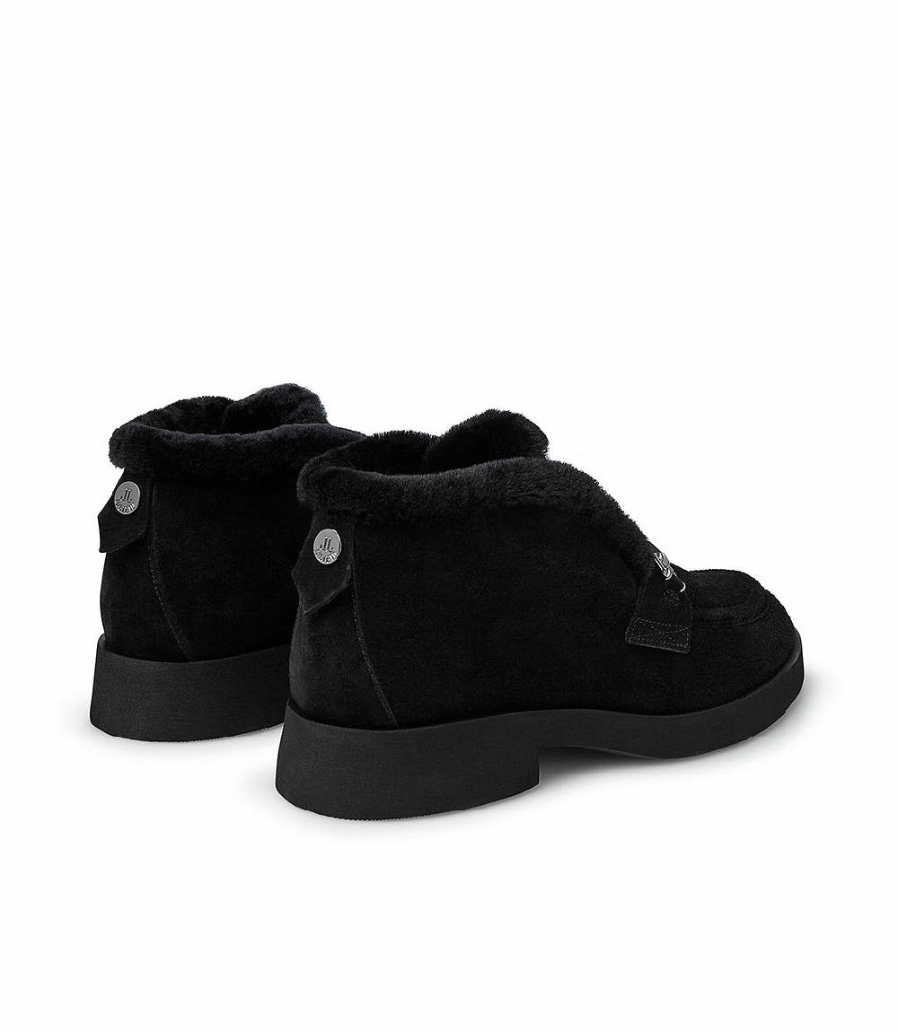 Loriblu Mocassini in pelliccia nera con fibbia-logo Spedizione Gratuita