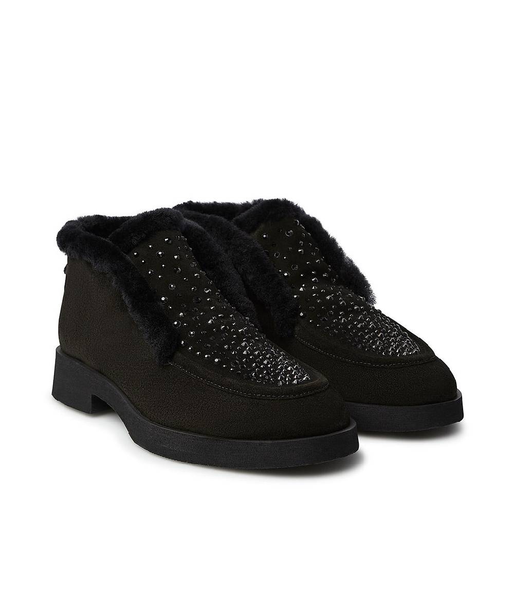 Loriblu Mocassini in pelle scamosciata e shearling nero Qualità Garantita