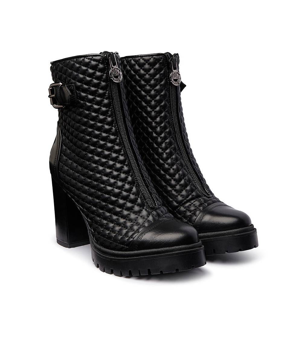 Loriblu Stivaletti in pelle nera con inserti trapuntati Acquista Ora