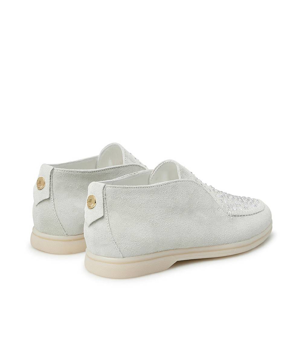 Loriblu Mocassini in pelle scamosciata bianco con cristalli Convenienza