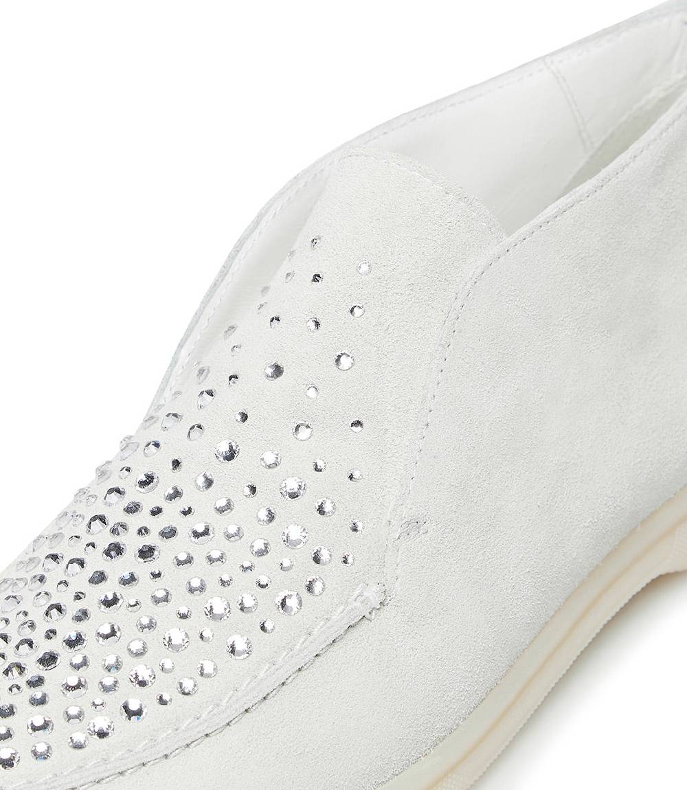 Loriblu Mocassini in pelle scamosciata bianco con cristalli Convenienza