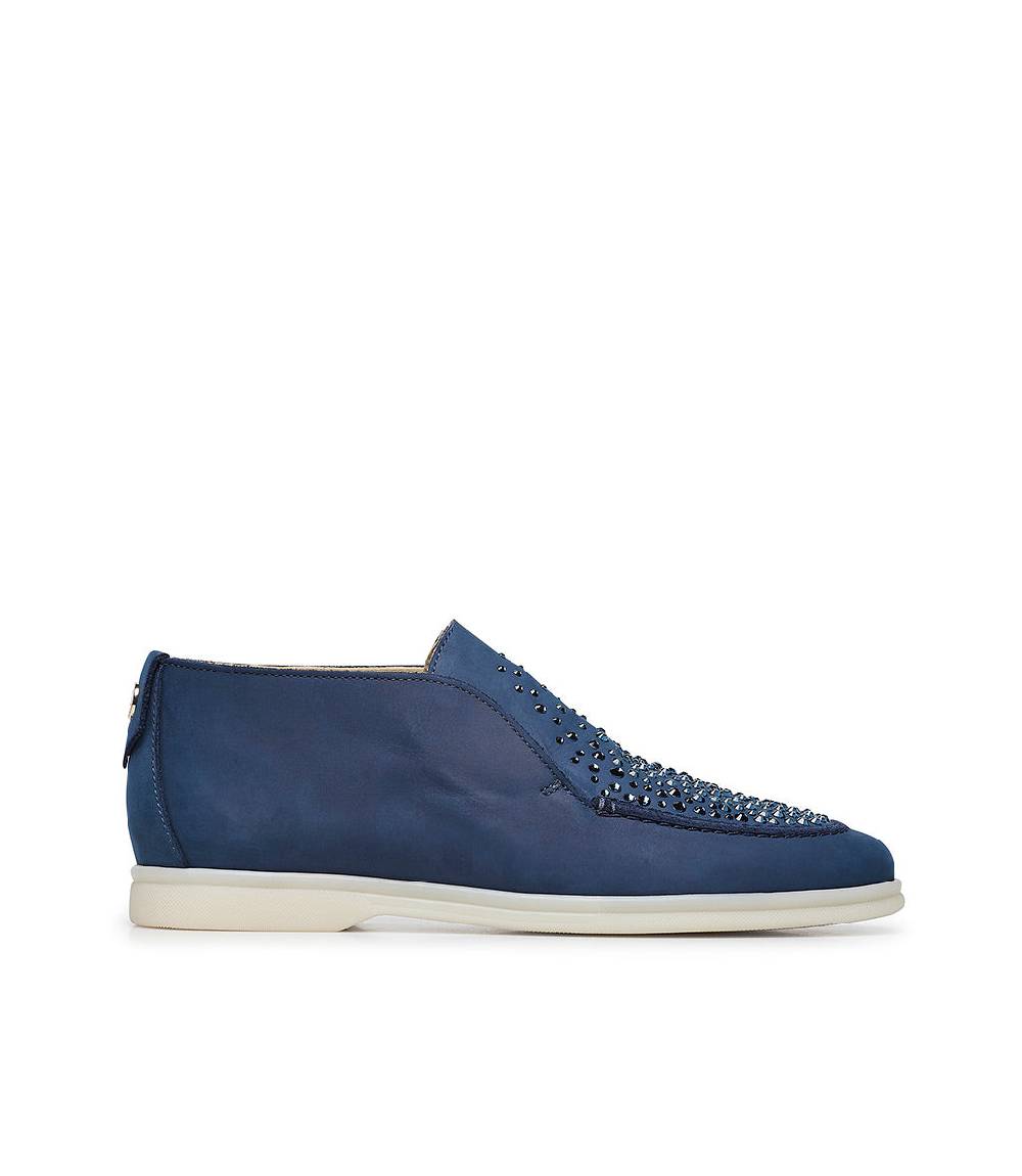 Loriblu Mocassini in pelle blu con cristalli Offerta
