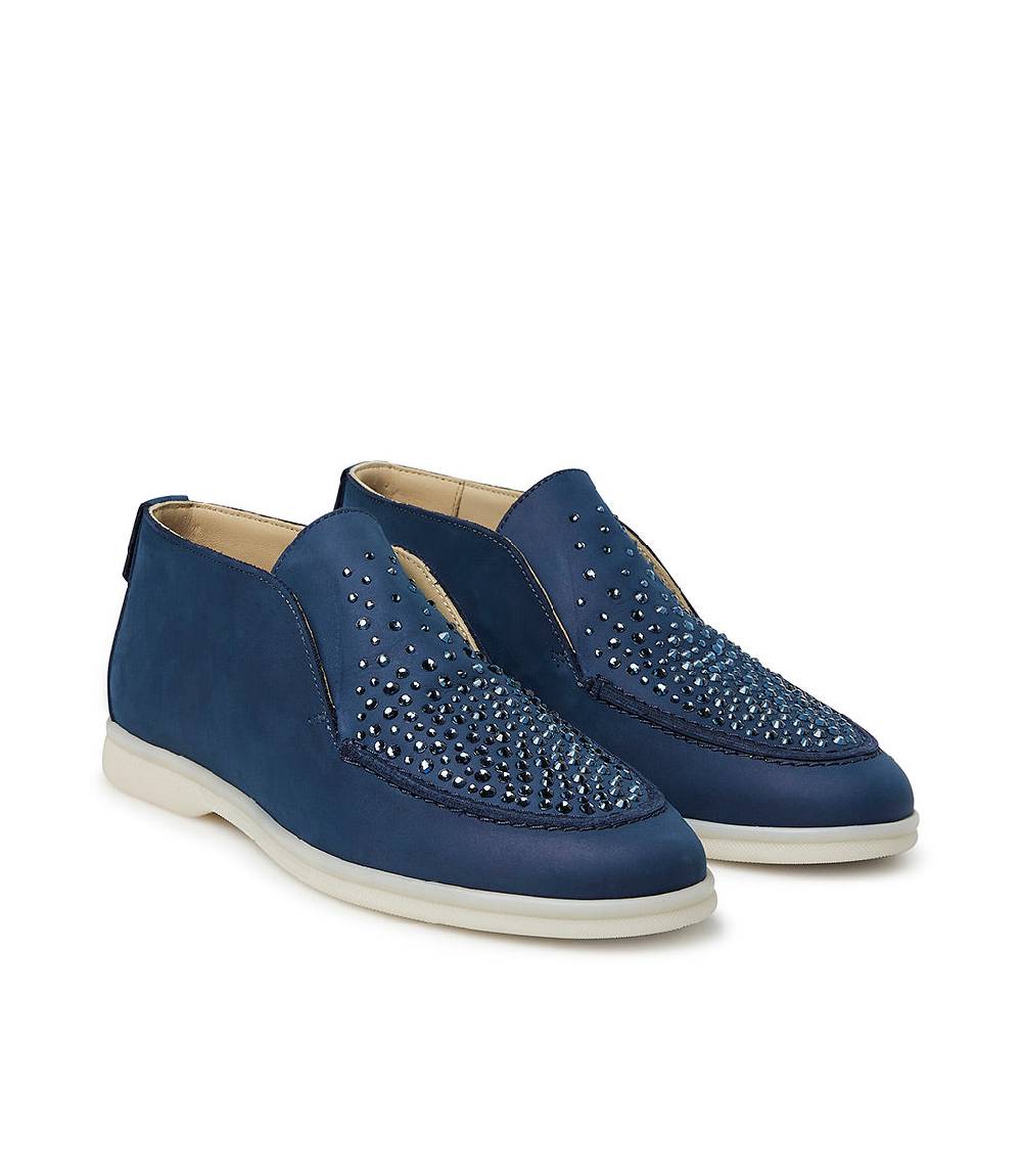 Loriblu Mocassini in pelle blu con cristalli Offerta