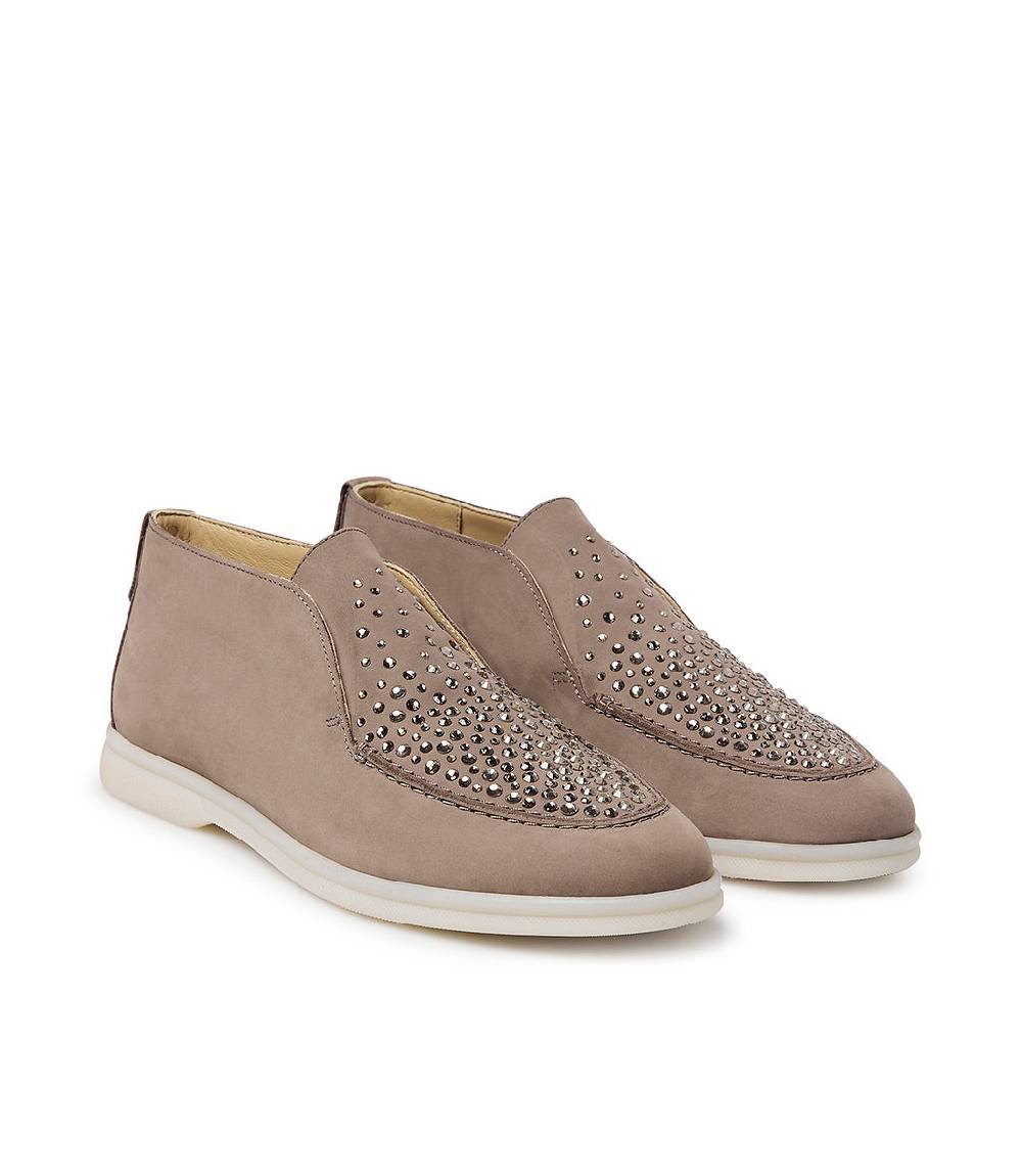 Loriblu Mocassini in pelle fango con cristalli Super sconto