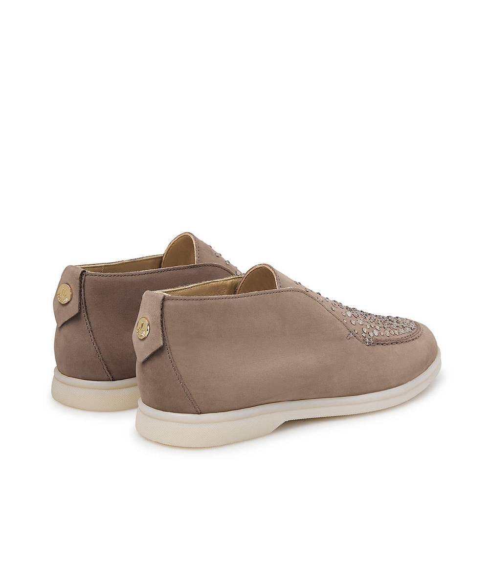 Loriblu Mocassini in pelle fango con cristalli Super sconto